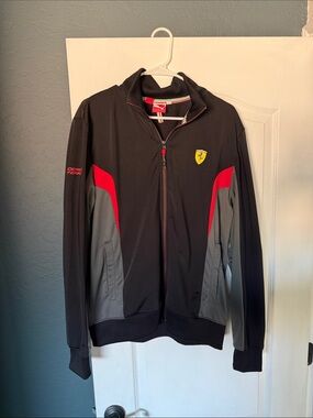 Ferrari Black Red Gray Zip-Up Track Jacket